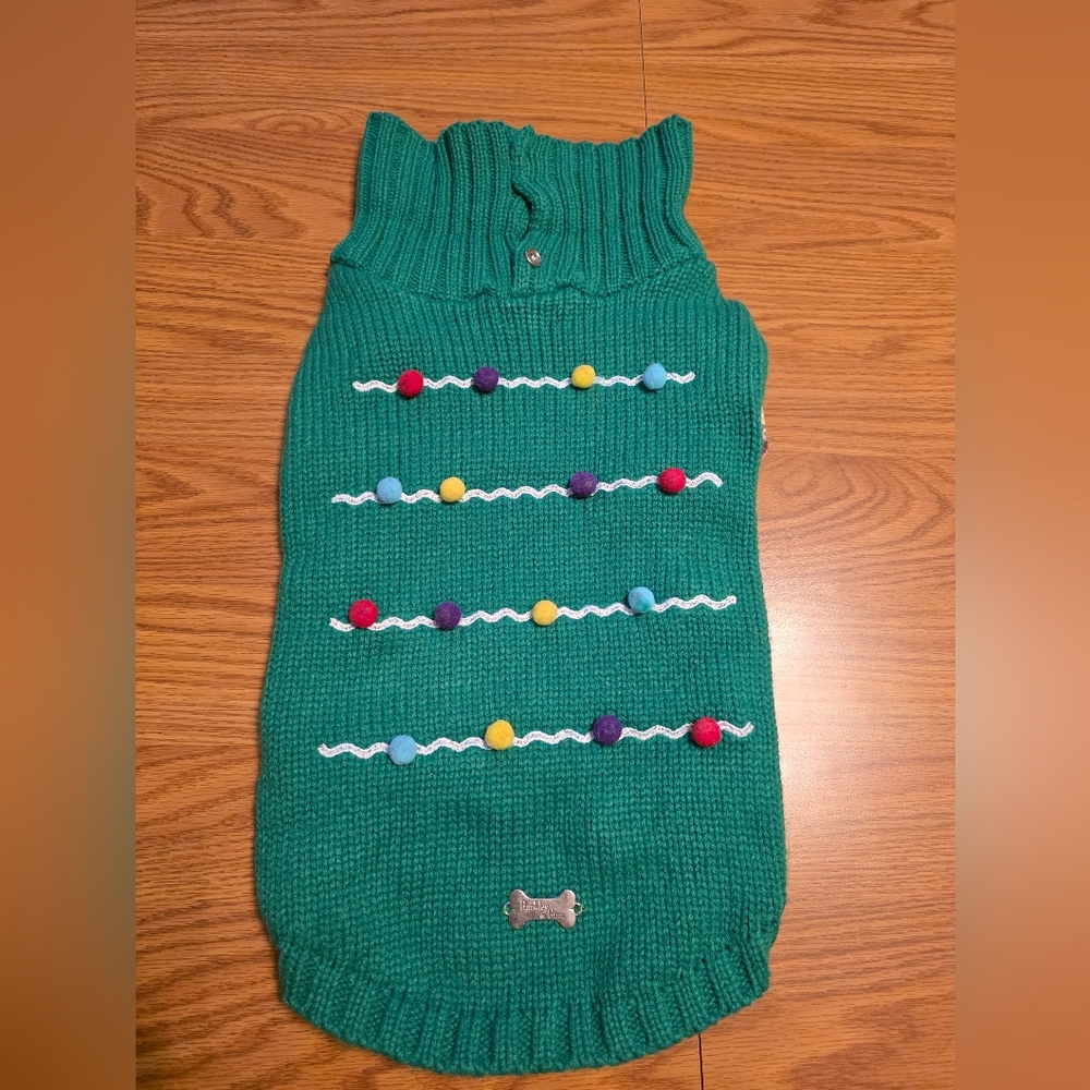 Colorful Green Knit Dog Sweater